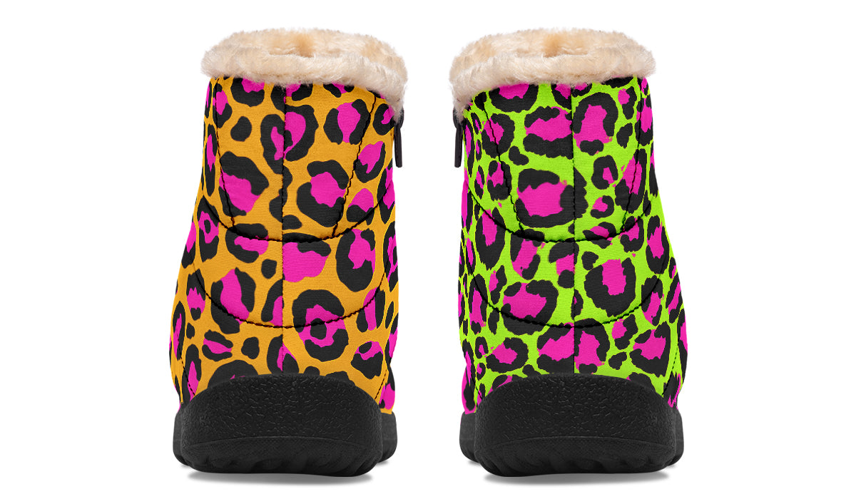 Neon Leopard x Neon Safari Mismatch Faux Fur Ankle Boots