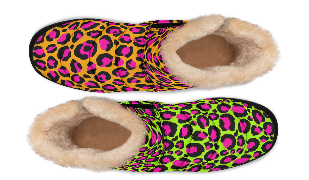 Neon Leopard x Neon Safari Mismatch Faux Fur Ankle Boots