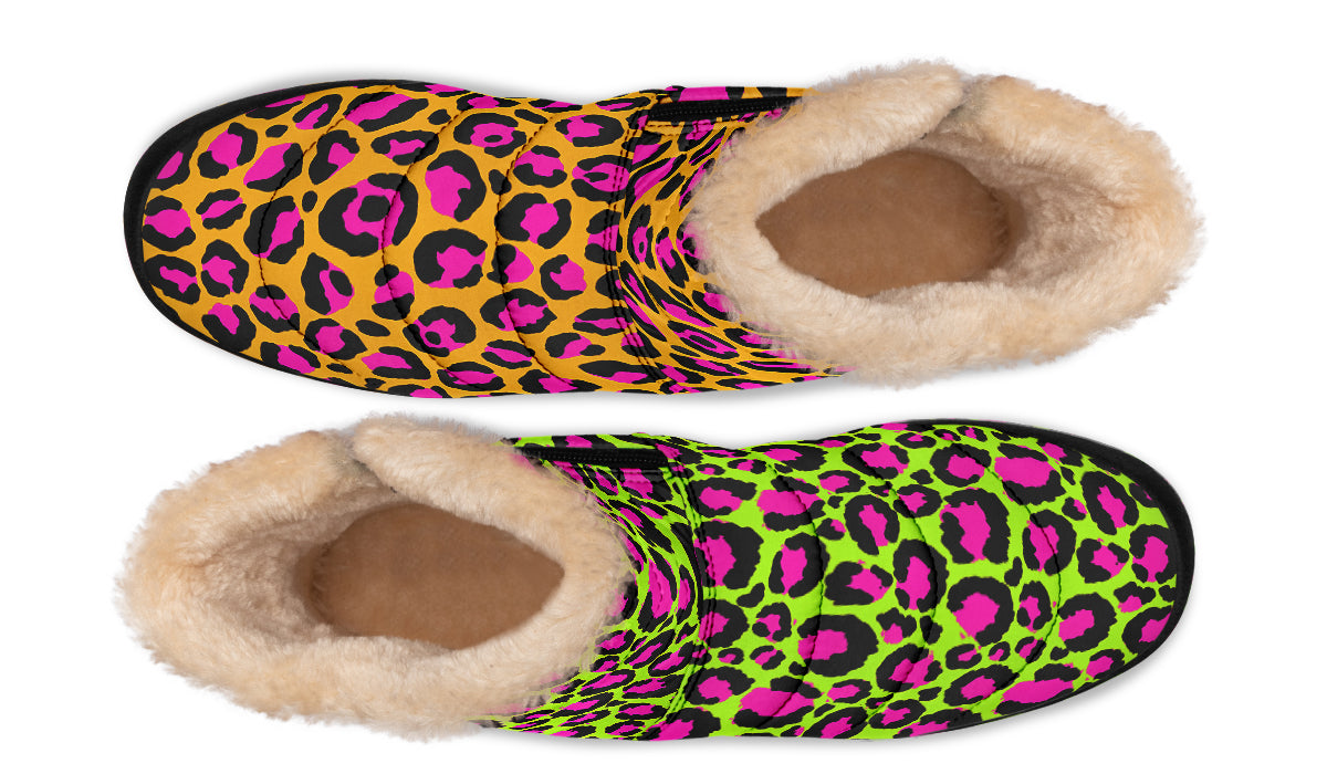 Neon Leopard x Neon Safari Mismatch Faux Fur Ankle Boots