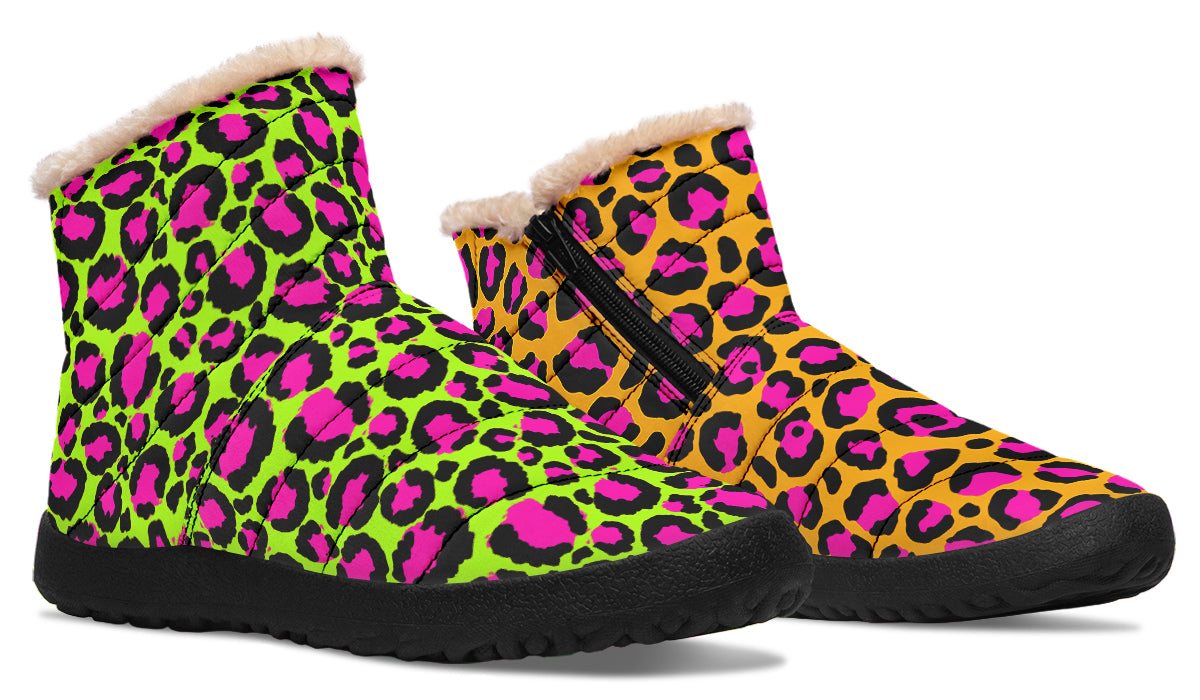 Neon Leopard x Neon Safari Mismatch Faux Fur Ankle Boots