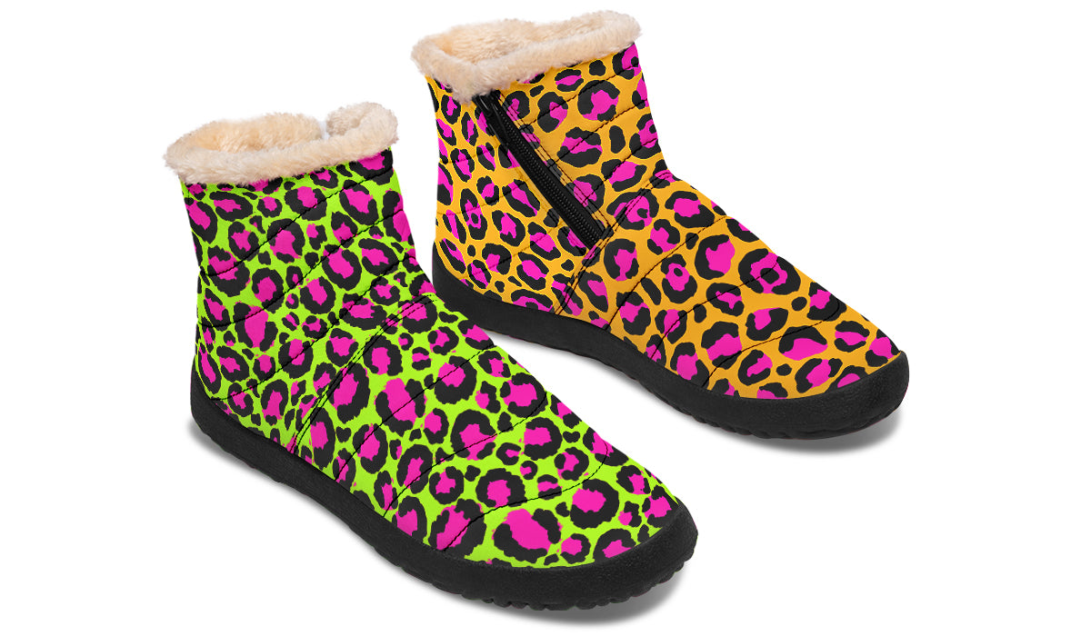 Neon Leopard x Neon Safari Mismatch Faux Fur Ankle Boots