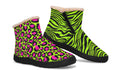 Neon Leopard x Neon Zebra Green Mismatch Faux Fur Ankle Boots