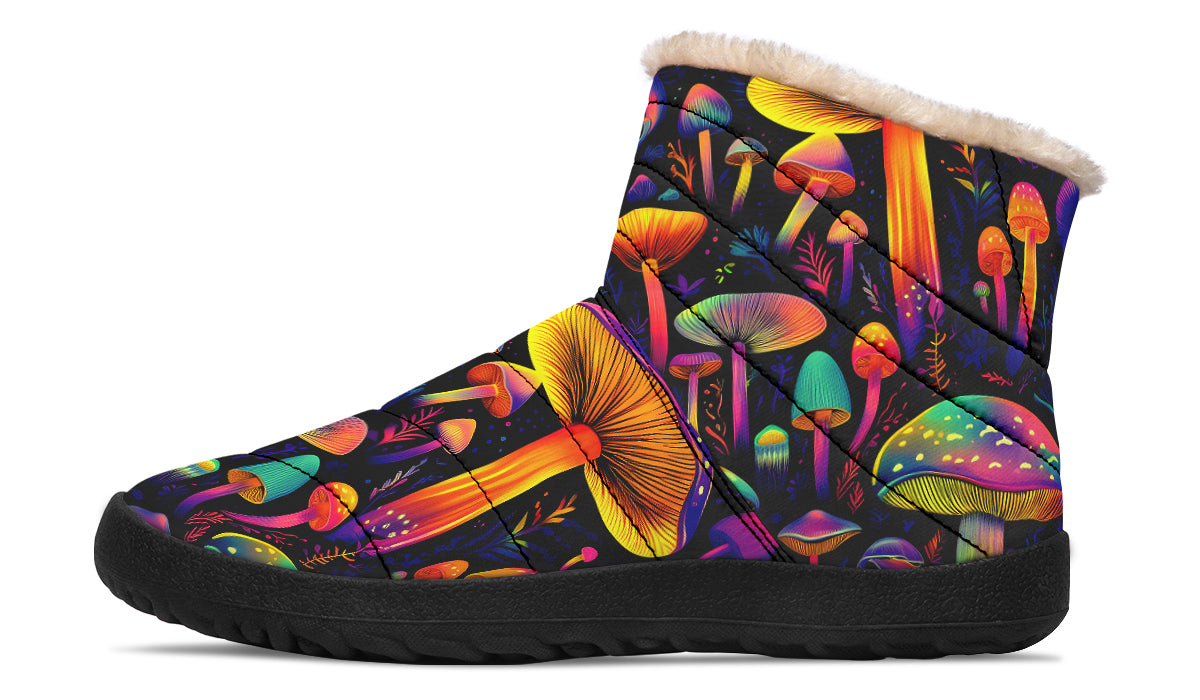 Neon Mushrooms Faux Fur Ankle Boots