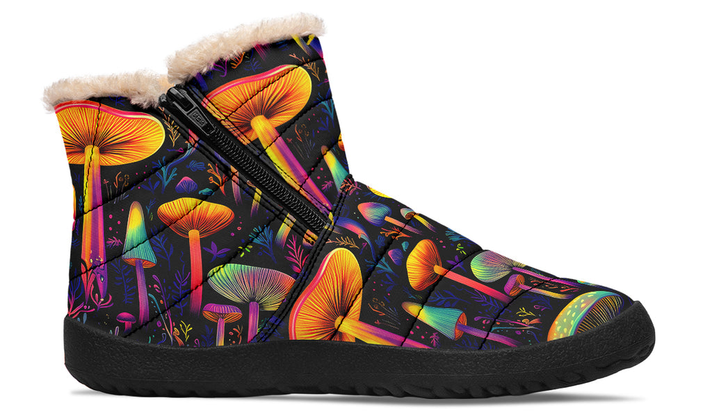 Neon Mushrooms Faux Fur Ankle Boots