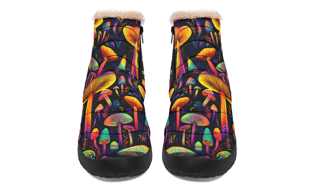 Neon Mushrooms Faux Fur Ankle Boots