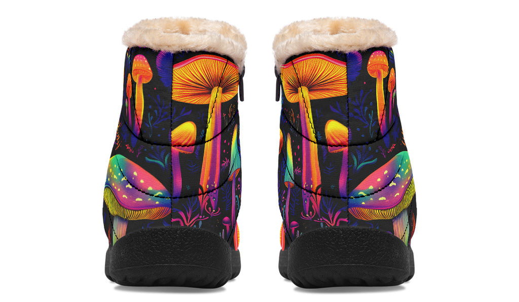 Neon Mushrooms Faux Fur Ankle Boots