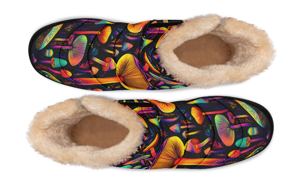 Neon Mushrooms Faux Fur Ankle Boots