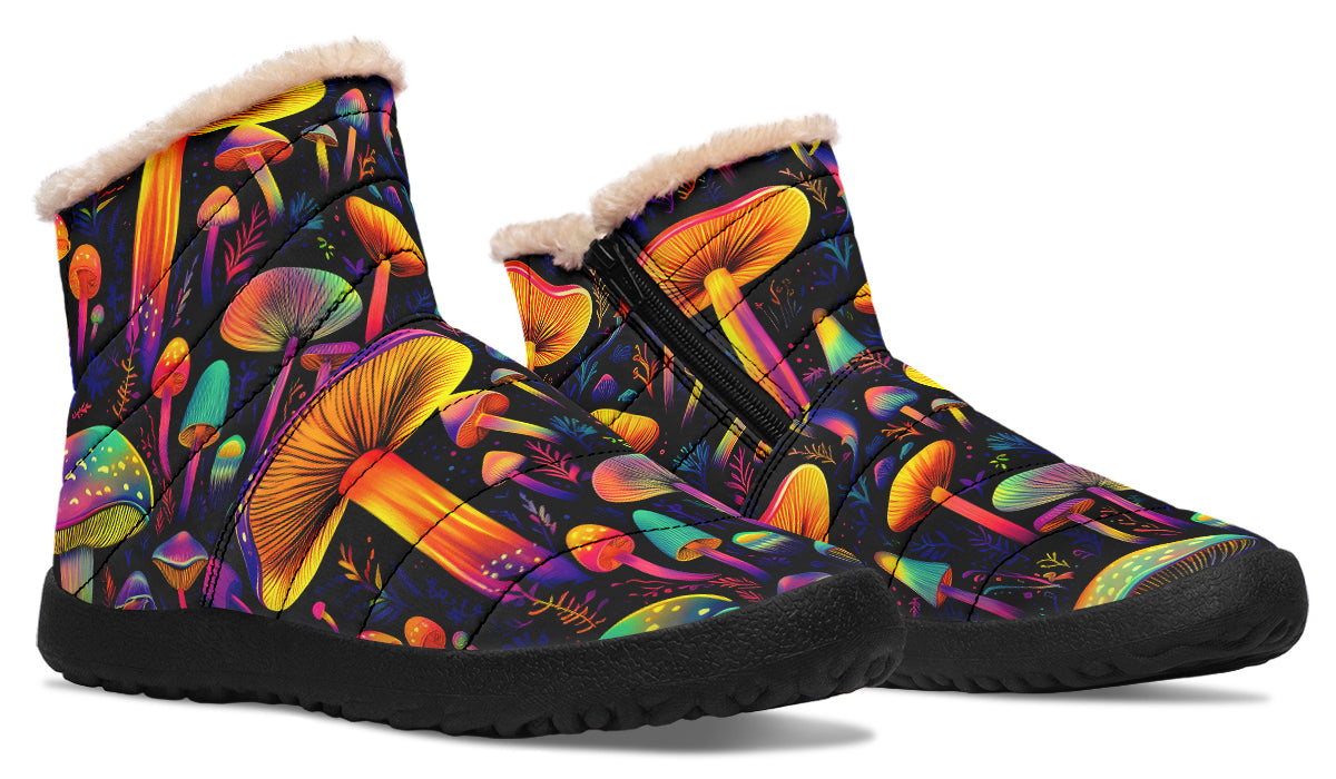 Neon Mushrooms Faux Fur Ankle Boots