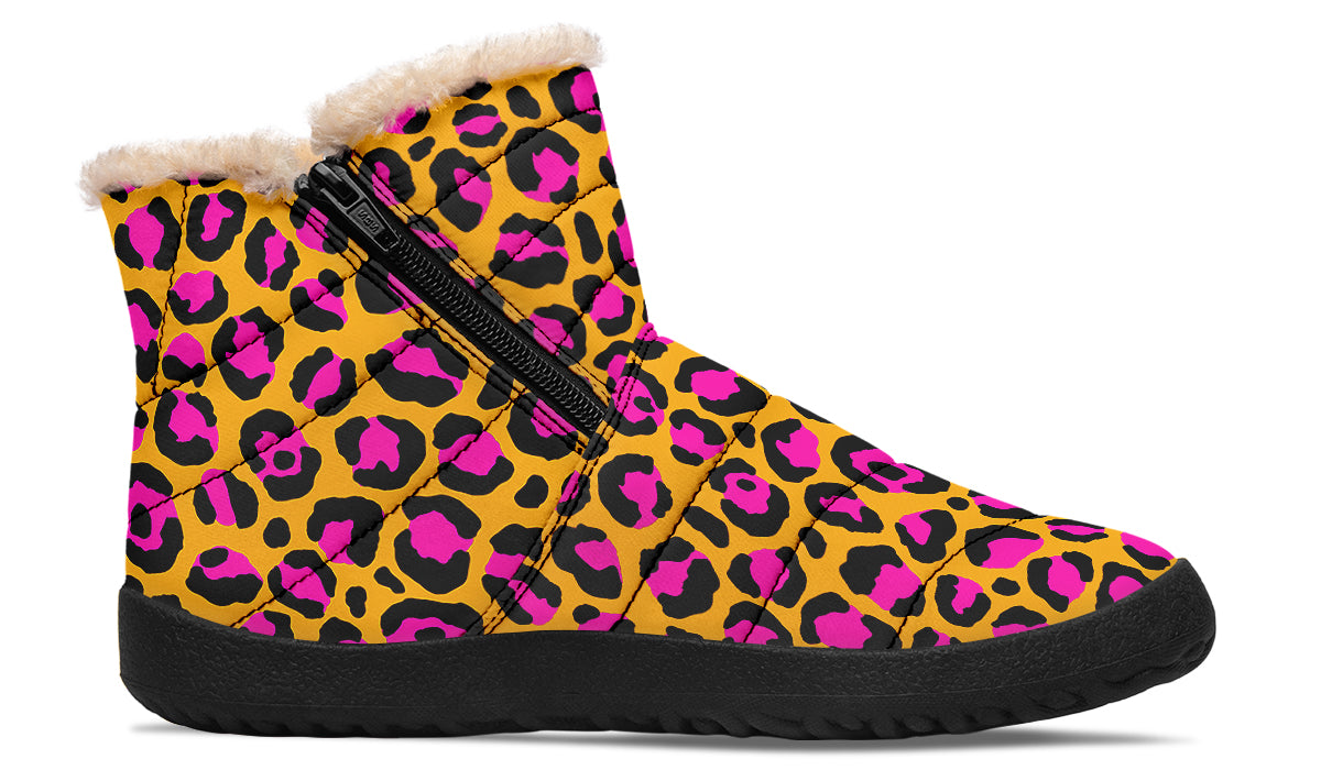 Neon Safari Faux Fur Ankle Boots