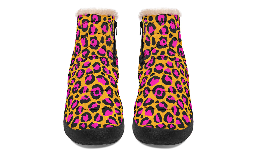 Neon Safari Faux Fur Ankle Boots