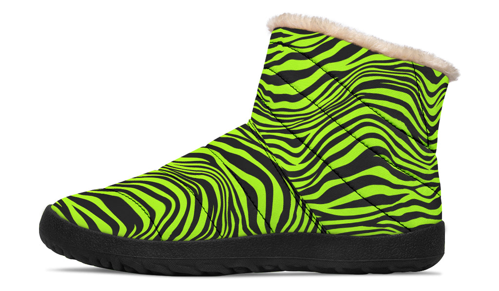 Neon Zebra Faux Fur Ankle Boots