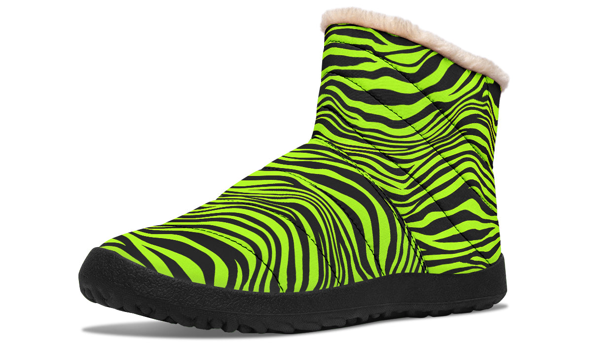 Neon Zebra Faux Fur Ankle Boots