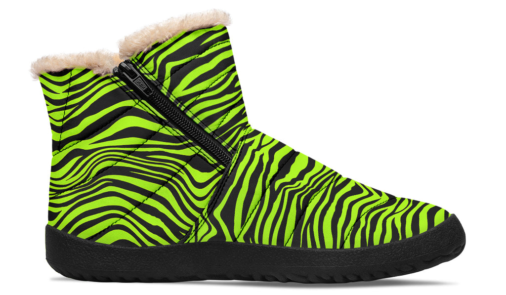 Neon Zebra Faux Fur Ankle Boots