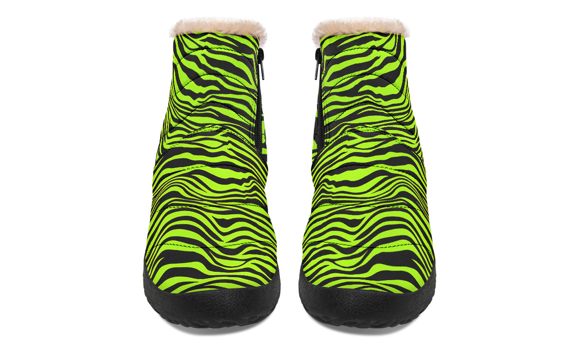 Neon Zebra Faux Fur Ankle Boots