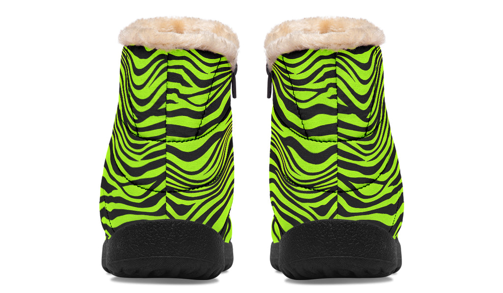 Neon Zebra Faux Fur Ankle Boots