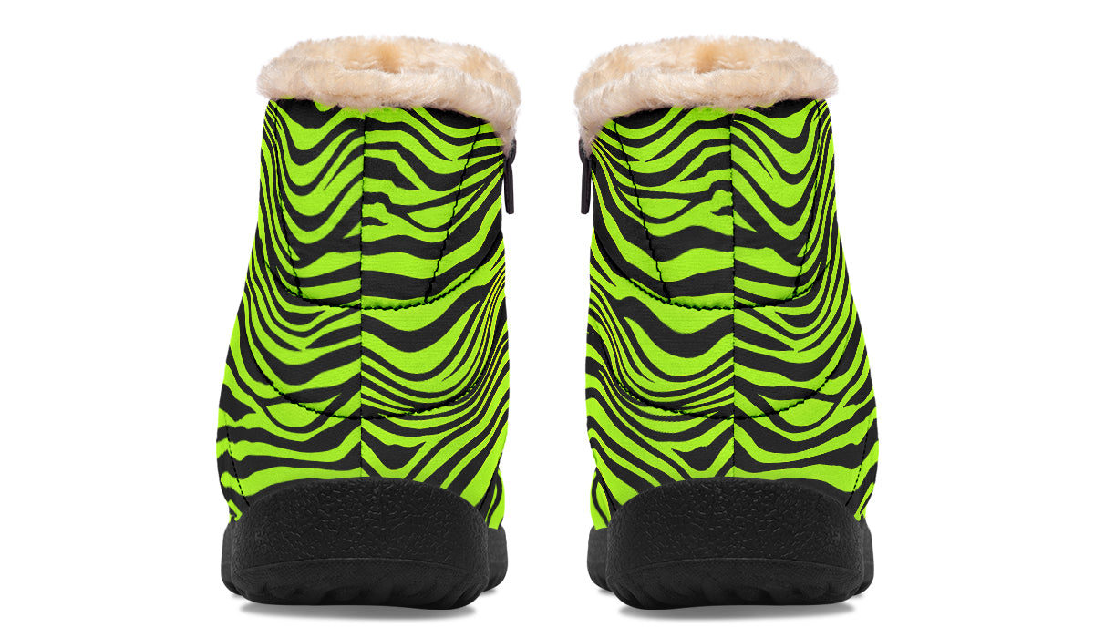 Neon Zebra Faux Fur Ankle Boots