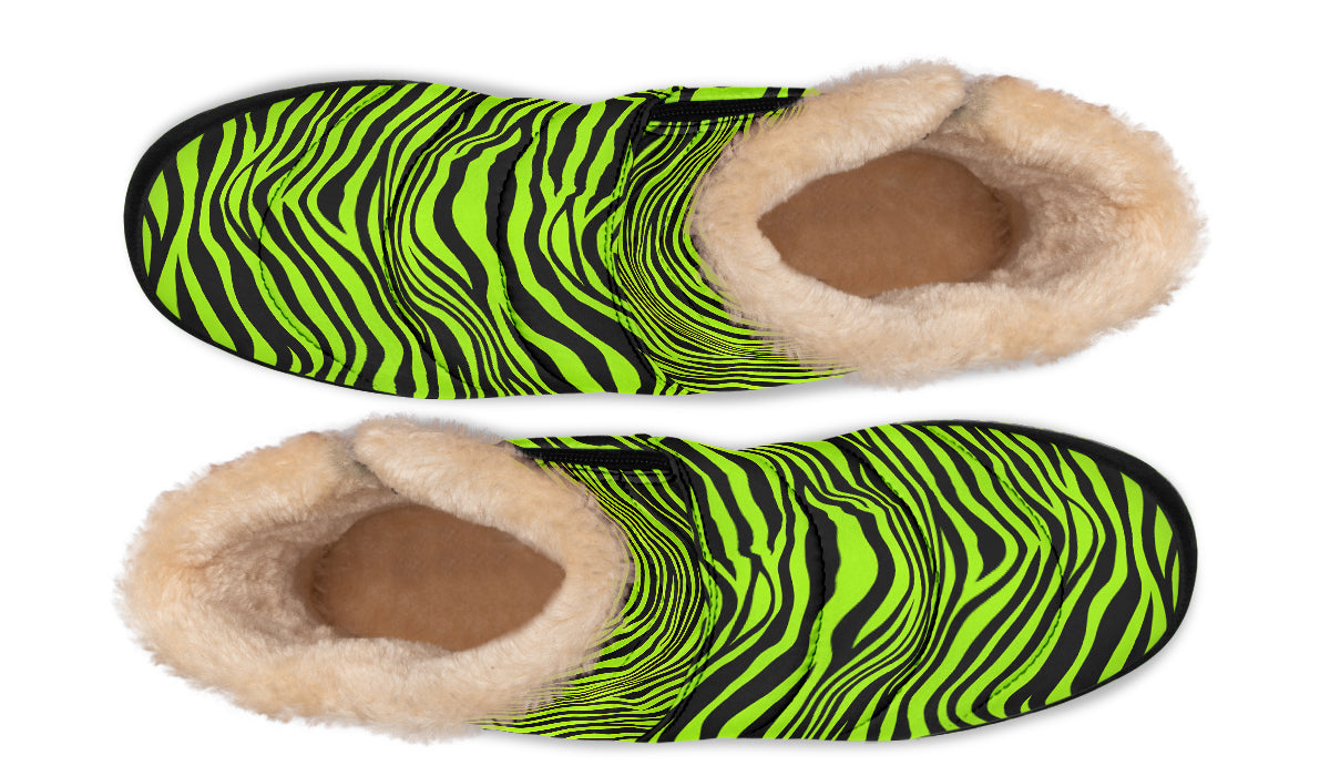 Neon Zebra Faux Fur Ankle Boots
