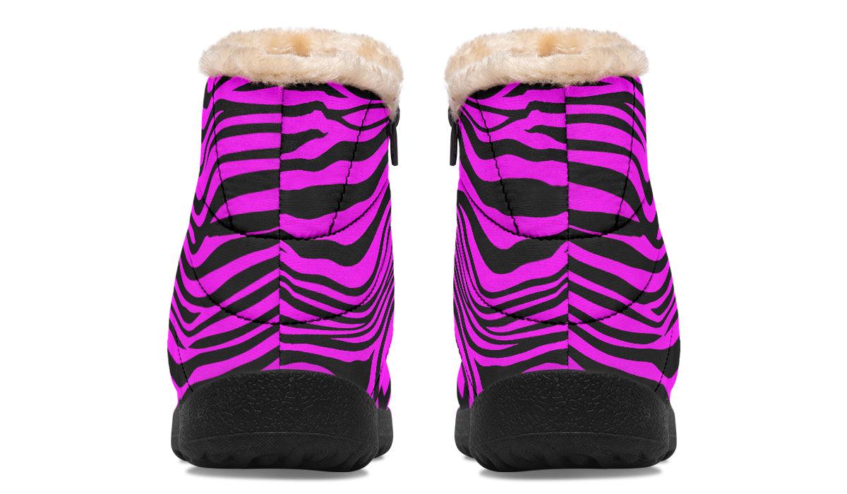 Neon Zebra Fuchsia Faux Fur Ankle Boots