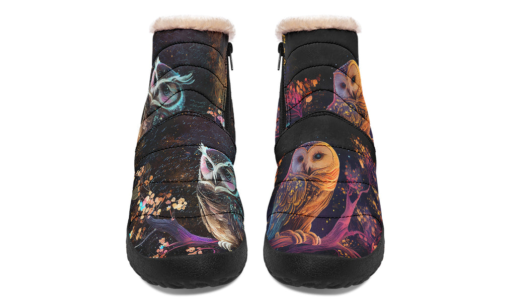 Owls Faux Fur Ankle Boots