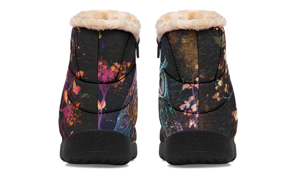 Owls Faux Fur Ankle Boots