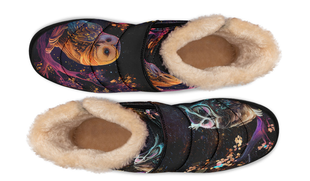Owls Faux Fur Ankle Boots