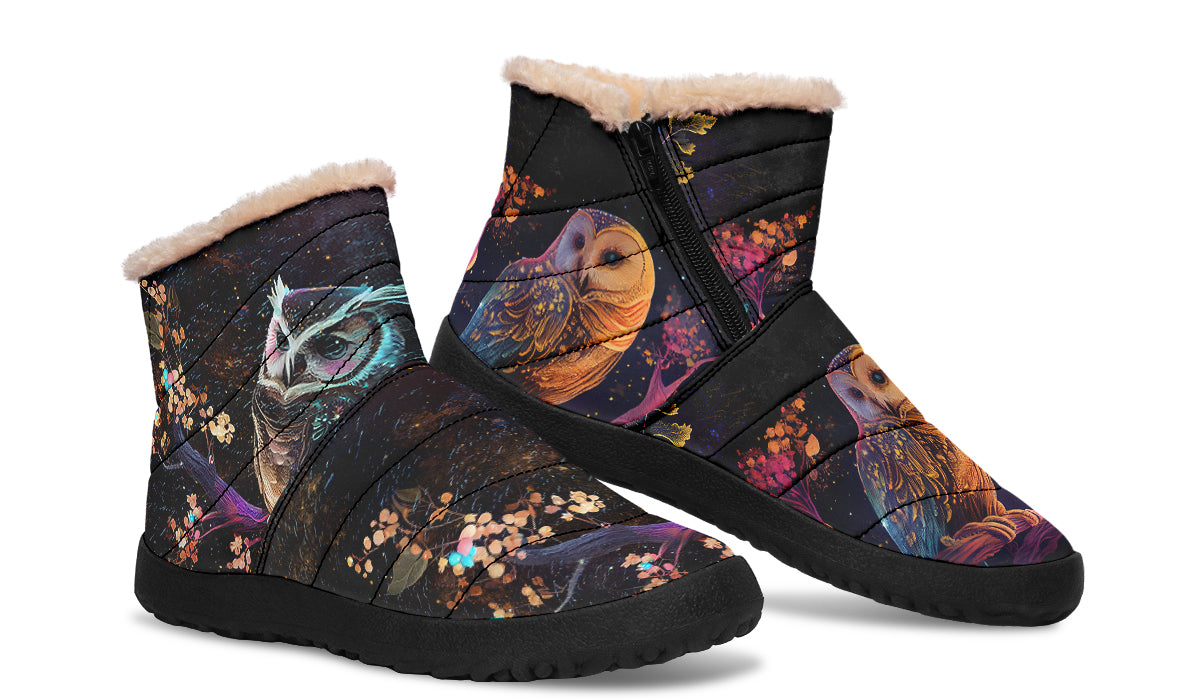 Owls Faux Fur Ankle Boots
