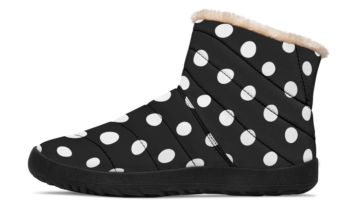 Paint It Black Faux Polka Dot Fur Ankle Boots