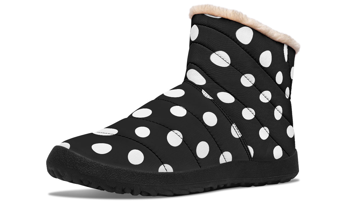 Paint It Black Faux Polka Dot Fur Ankle Boots