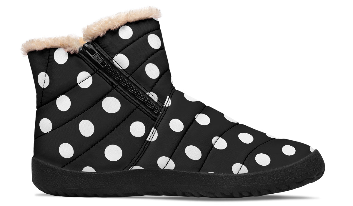 Paint It Black Faux Polka Dot Fur Ankle Boots