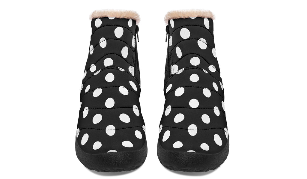 Paint It Black Faux Polka Dot Fur Ankle Boots