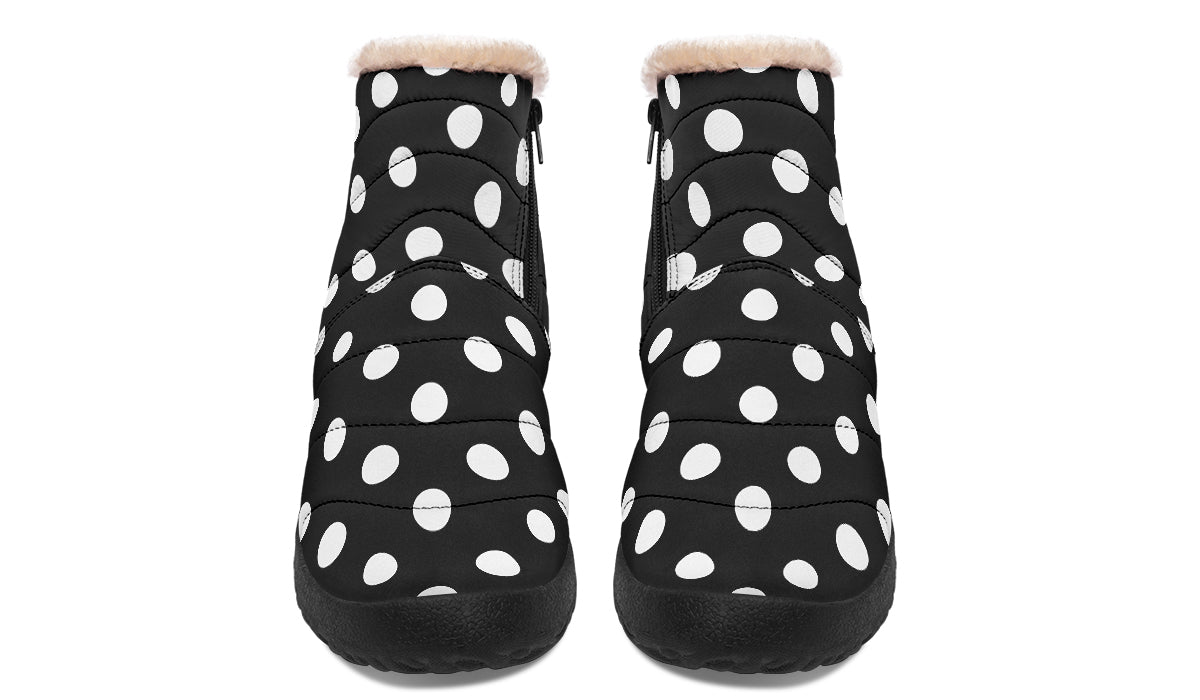 Paint It Black Faux Polka Dot Fur Ankle Boots