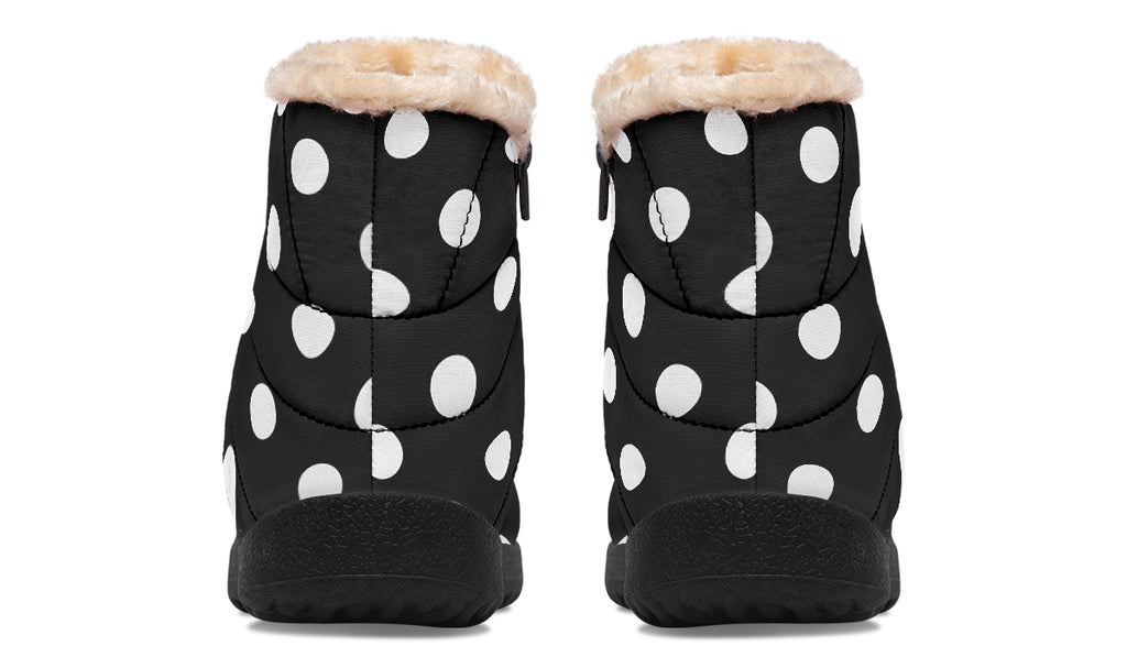 Paint It Black Faux Polka Dot Fur Ankle Boots
