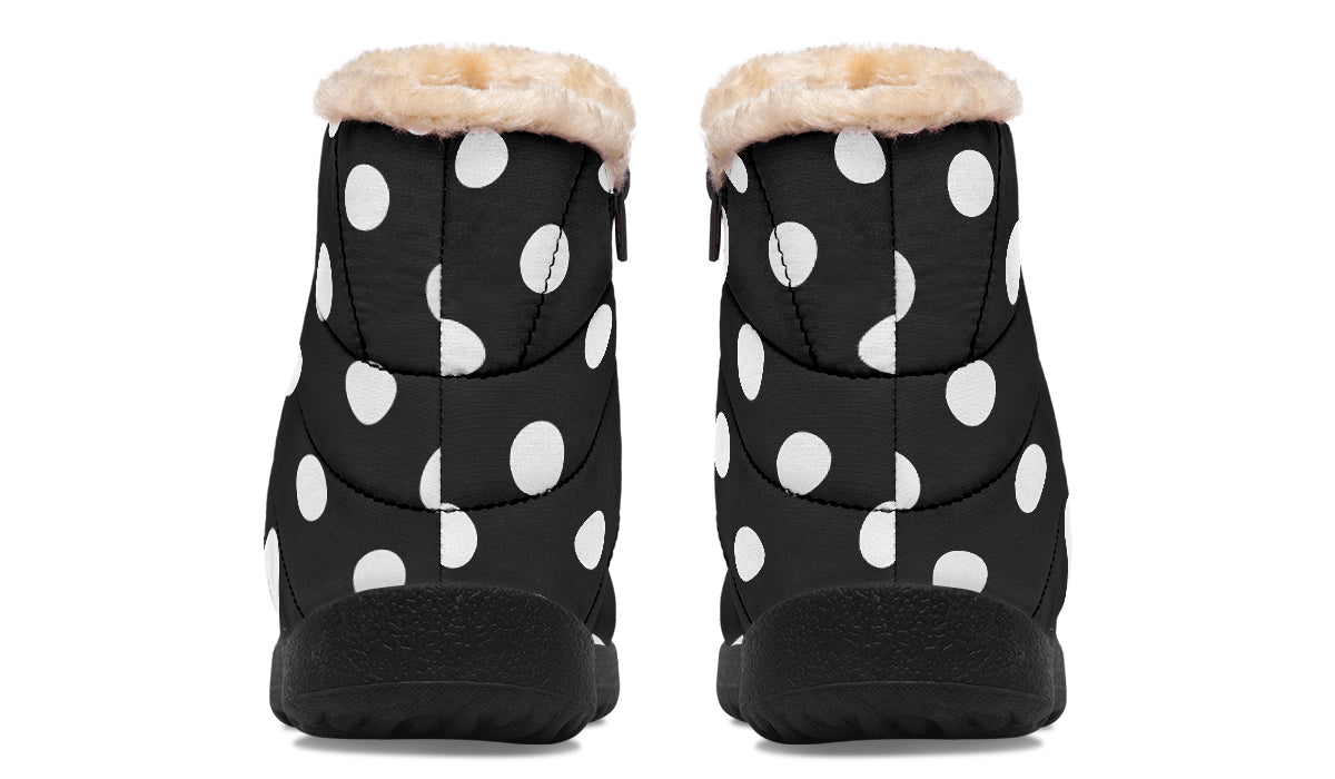 Paint It Black Faux Polka Dot Fur Ankle Boots