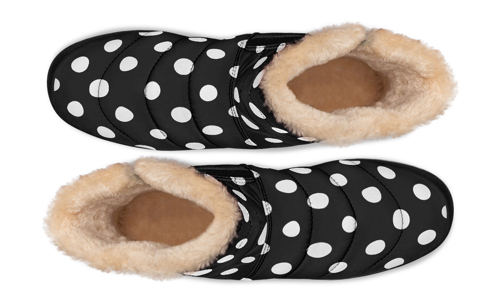 Paint It Black Faux Polka Dot Fur Ankle Boots
