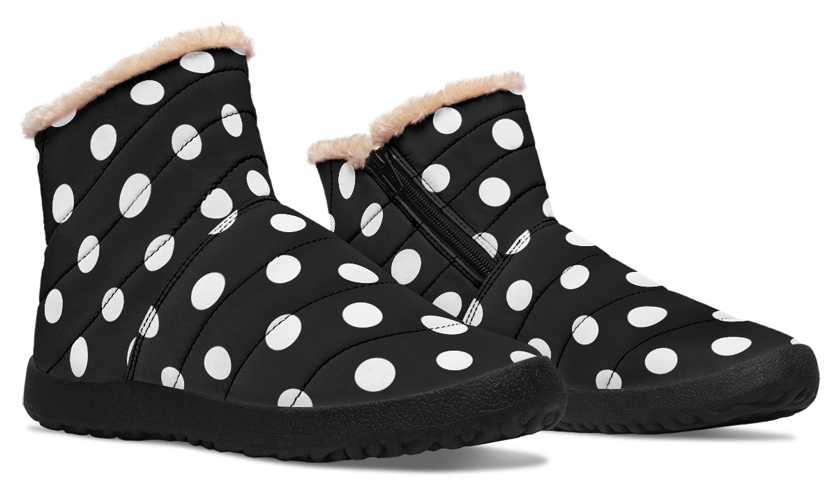 Paint It Black Faux Polka Dot Fur Ankle Boots