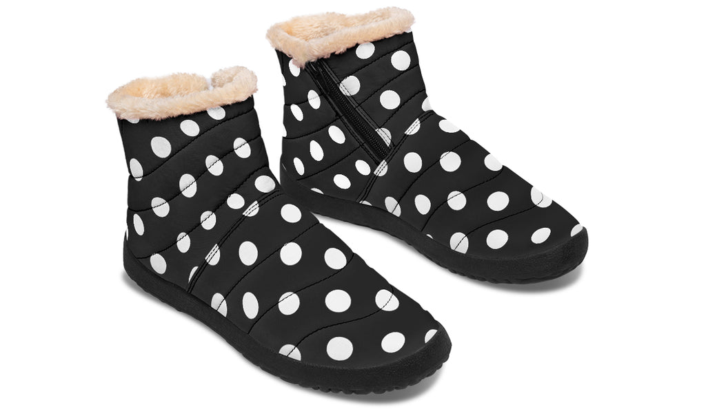 Paint It Black Faux Polka Dot Fur Ankle Boots
