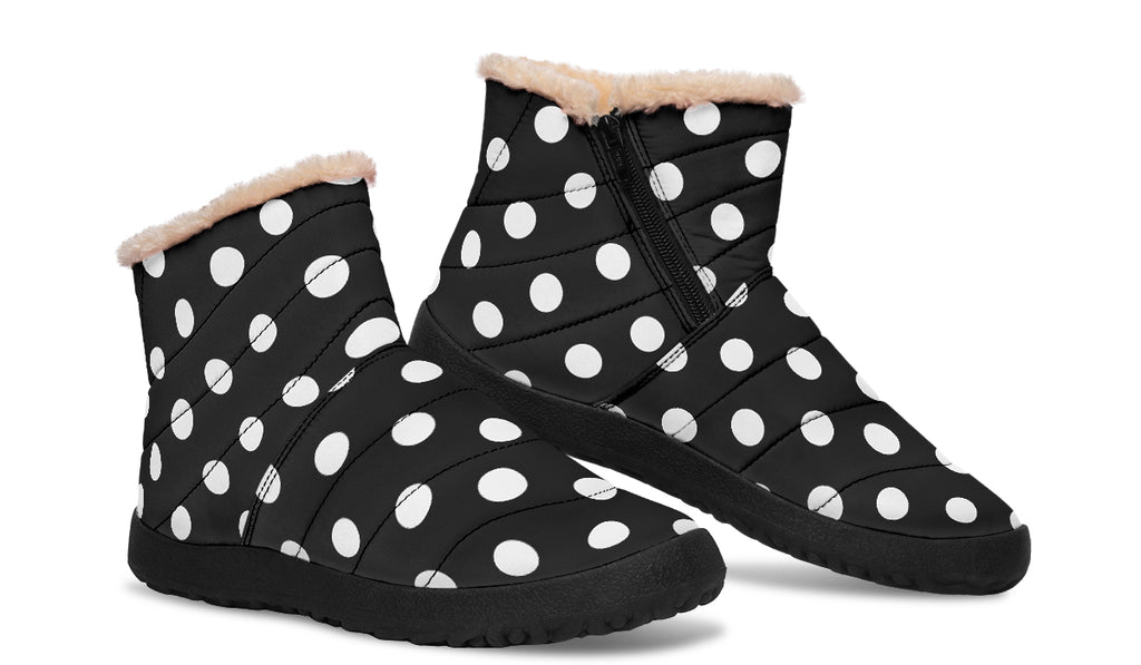 Paint It Black Faux Polka Dot Fur Ankle Boots