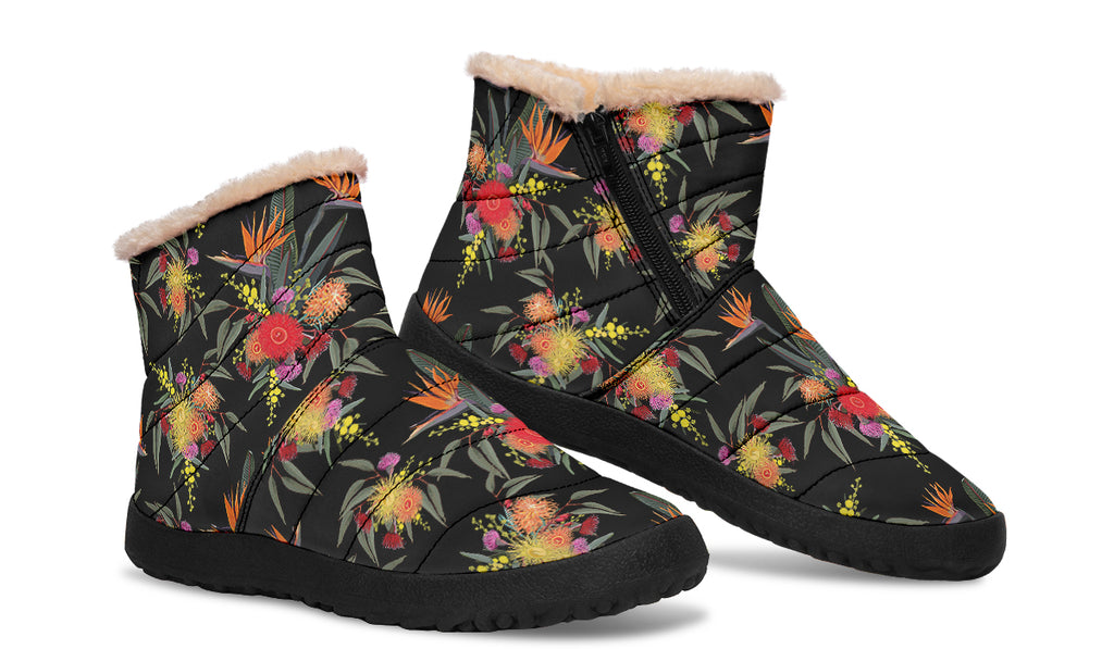 Paradise Faux Fur Ankle Boots Black Sole Offbeat Sweetie