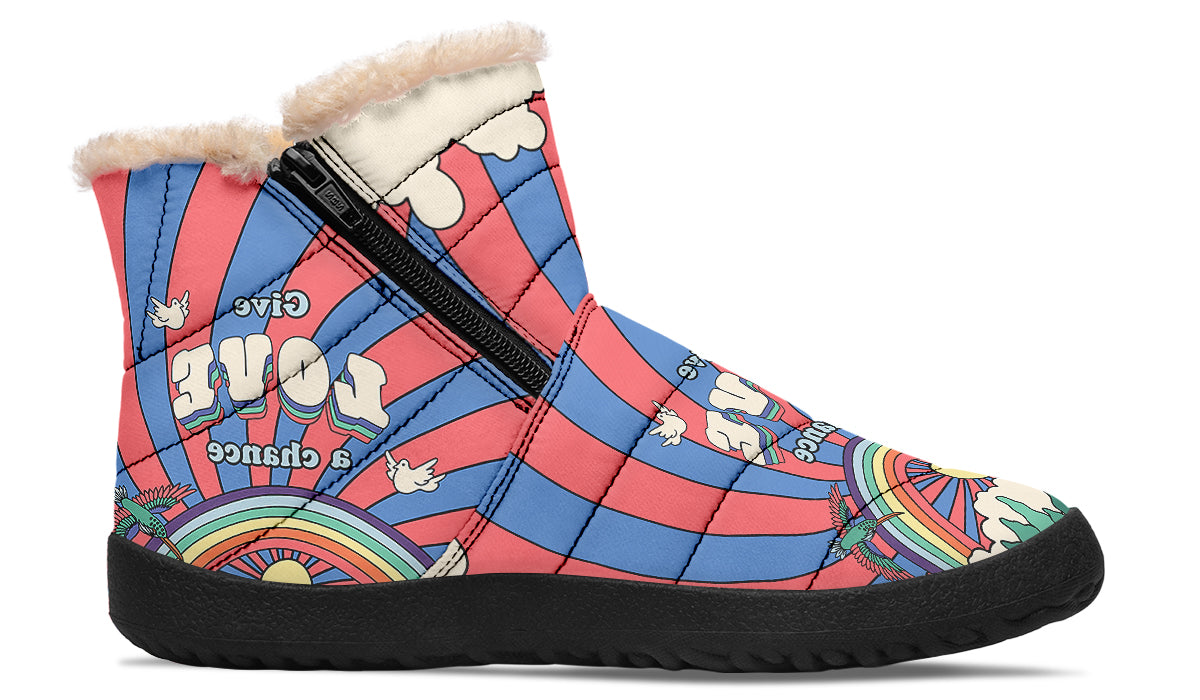 Peace And Love Faux Fur Ankle Boots