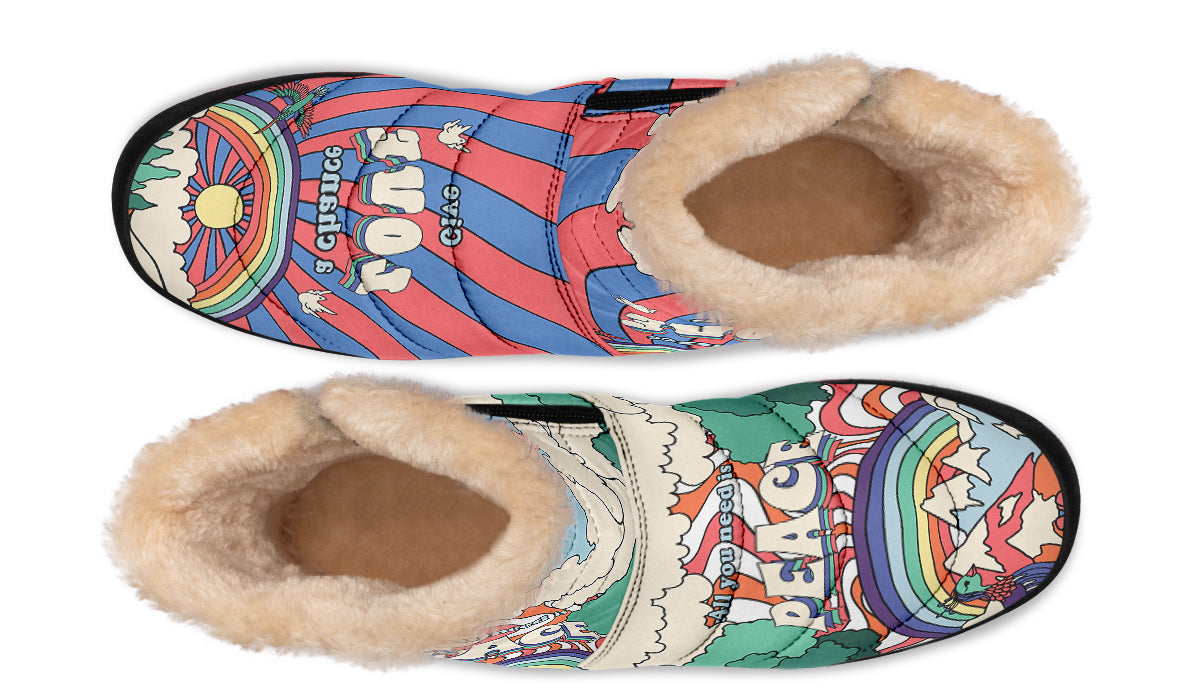 Peace And Love Faux Fur Ankle Boots