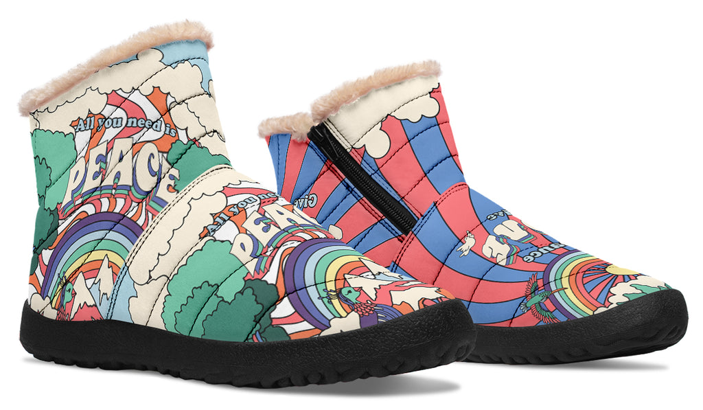 Peace And Love Faux Fur Ankle Boots