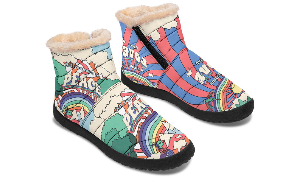 Peace And Love Faux Fur Ankle Boots