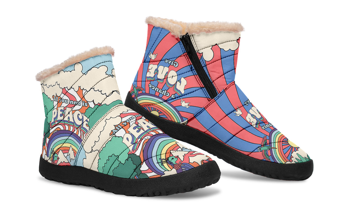 Peace And Love Faux Fur Ankle Boots