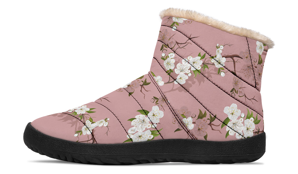 Peach Blossoms Faux Fur Ankle Boots