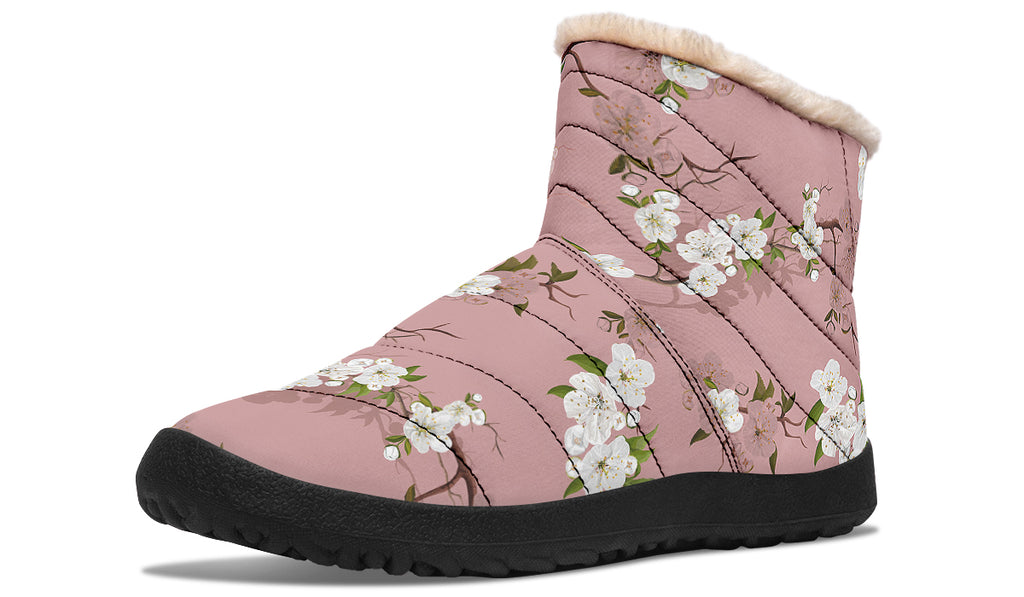 Peach Blossoms Faux Fur Ankle Boots