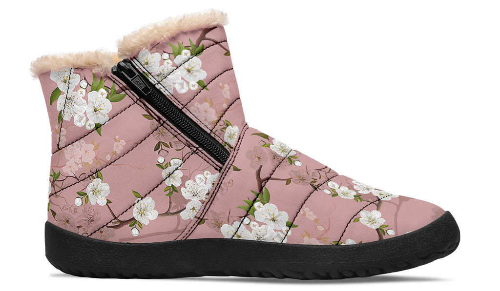 Peach Blossoms Faux Fur Ankle Boots