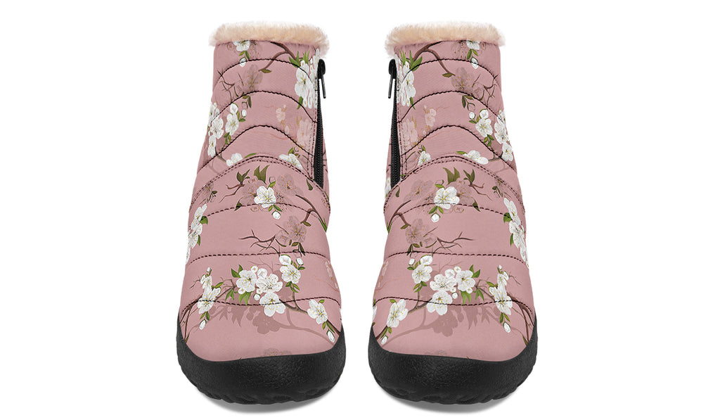Peach Blossoms Faux Fur Ankle Boots