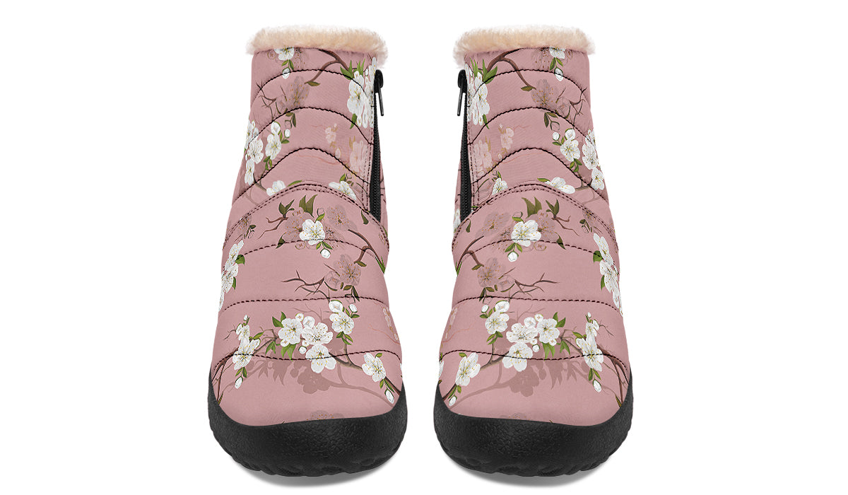 Peach Blossoms Faux Fur Ankle Boots