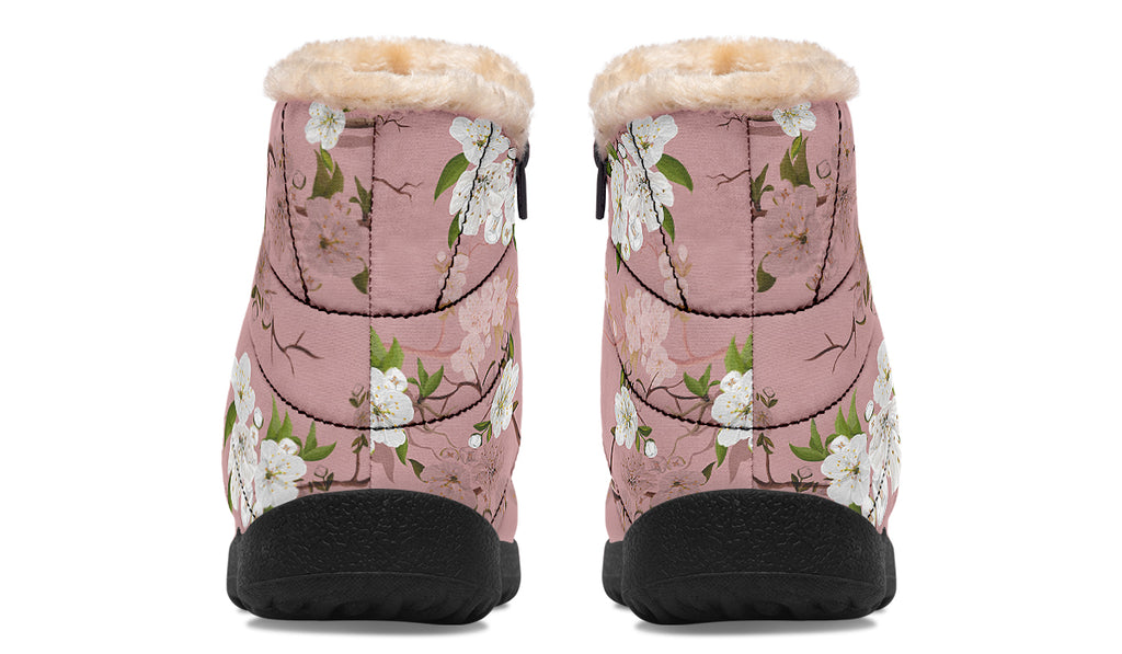 Peach Blossoms Faux Fur Ankle Boots