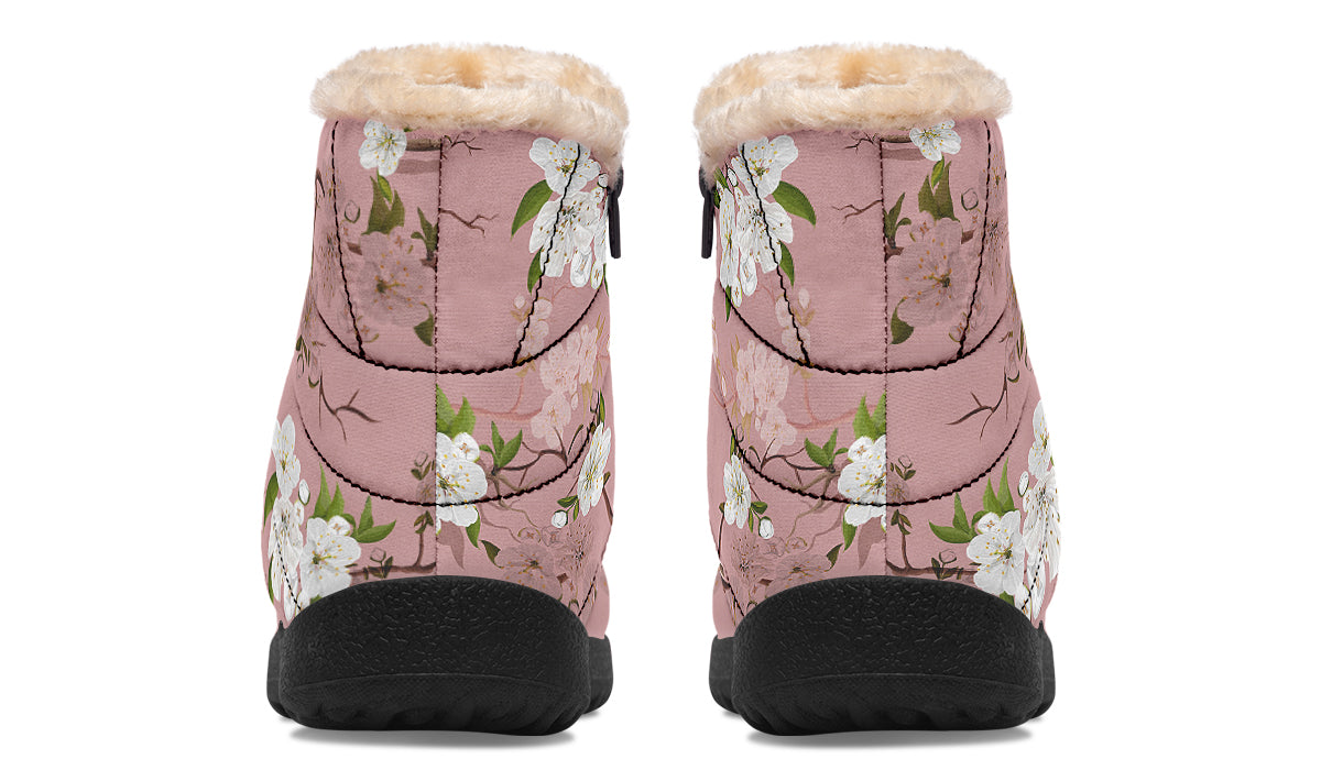 Peach Blossoms Faux Fur Ankle Boots